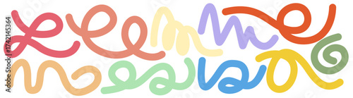 Colorful wavy lines illustration on white background