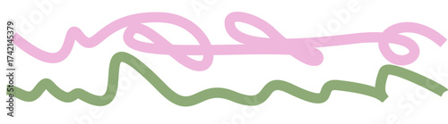Abstract pink and green curvy lines illustration