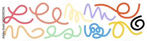 Abstract Colorful Line Art Design on White Background
