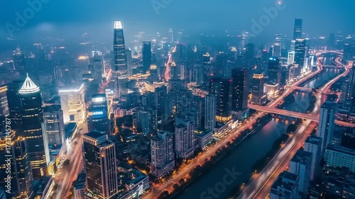 Wallpaper Mural Shanghai at Night - A Stunning Aerial View of the Citys Skyline. Torontodigital.ca