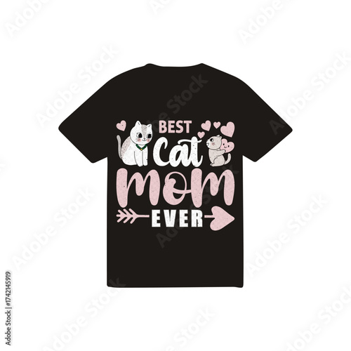 Best cat  mom ever T-shirt logo design.