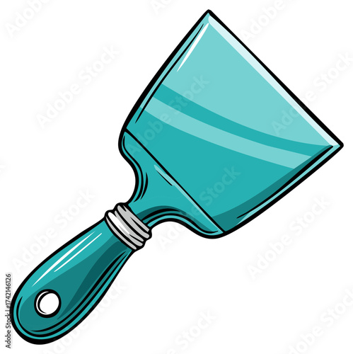 Teal cartoon putty knife for home improvement and construction.