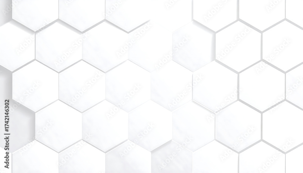 Naklejka premium 白い紙の質感で構成された六角形のパターンが立体的に浮かぶミニマルな壁紙背景