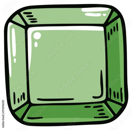 Stylized Green Gemstone Facets and Reflections