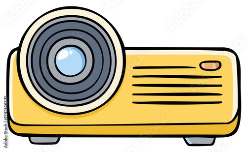 Vibrant Yellow Cartoon Projector With Lens and Vents