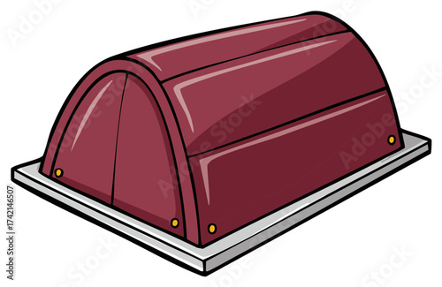 Red Dome Tent for Camping and Outdoor Adventure Vector Illustration