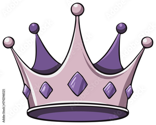 Purple and pink regal crown with gemstone accents and decorative orbs