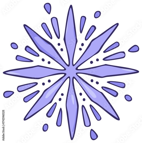 Stylized Lavender Starburst Explosion With Droplets And Dots