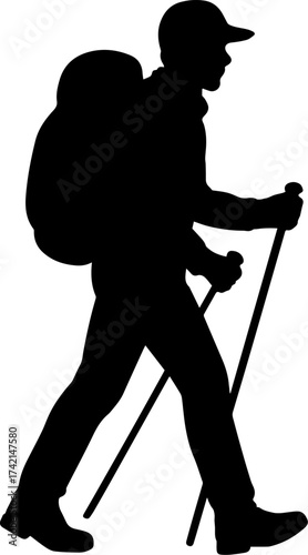 Black silhouette of a hiker.