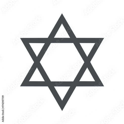 Isolated Gray Star of David Symbolic Representation Six Pointed Star Iconography Tradition Religion