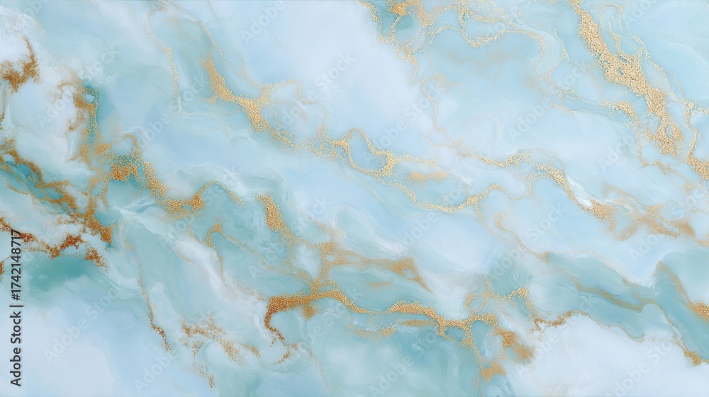 Fototapeta premium Elegant aqua and gold marble texture neural network AI generated