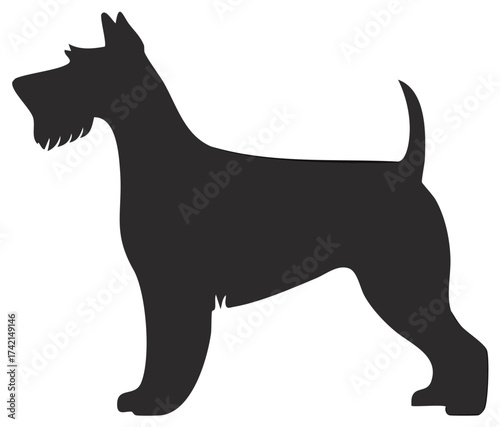 Dog Silhouette Standing Proudly Cutout Depicting Scottish Terrier or Schnauzer Breed Details
