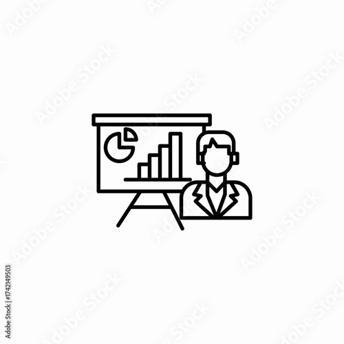 business presentation chart icon sign vector