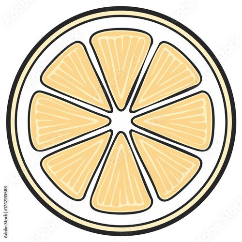 Vibrant grapefruit citrus fruit slice in vector design with sweet tangy flavor and juicy taste