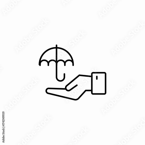 hand holding umbrella icon sign vector