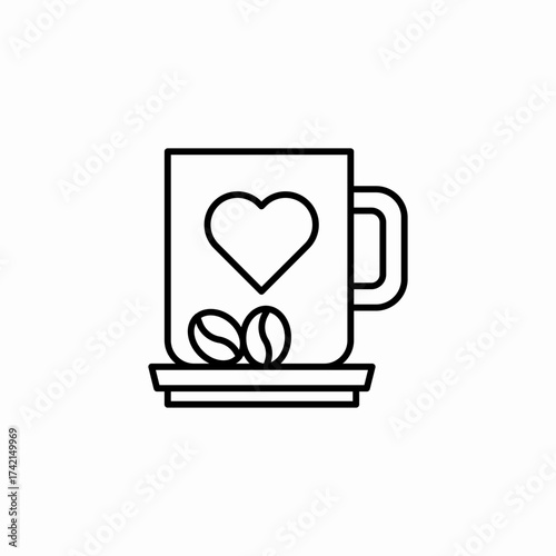 heart mug beans icon sign vector