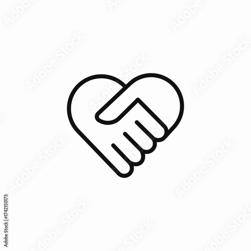 handshake heart shape icon sign vector