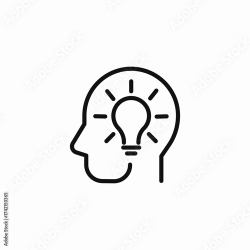 lightbulb in head icon sign vector