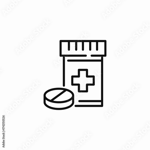 medicine bottle with cross icon sign vector