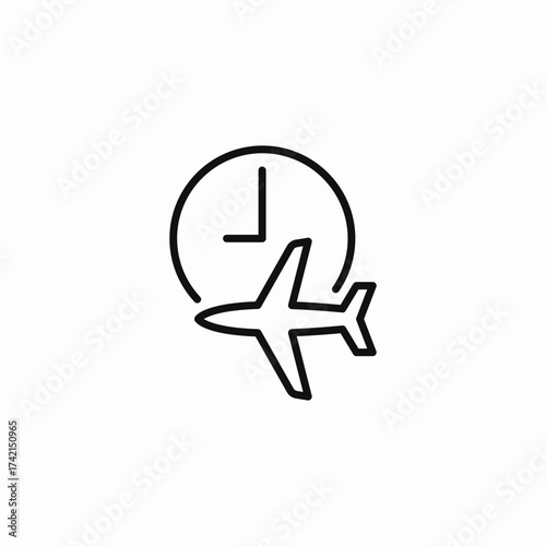 plane and clock icon sign vector