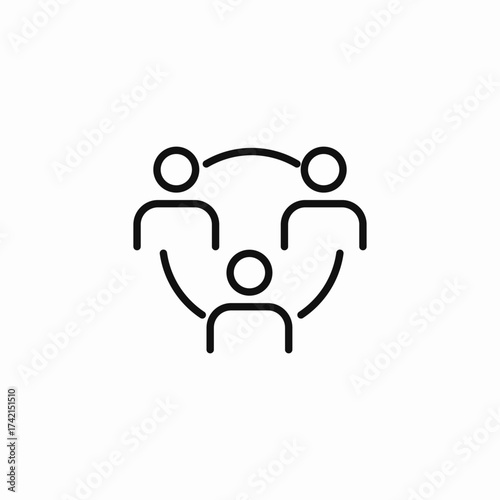three connected people icon sign vector