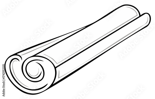 Rolled Sheet Contour. Scroll Design Illustration. Documents, Maps, Papyrus, Paper.