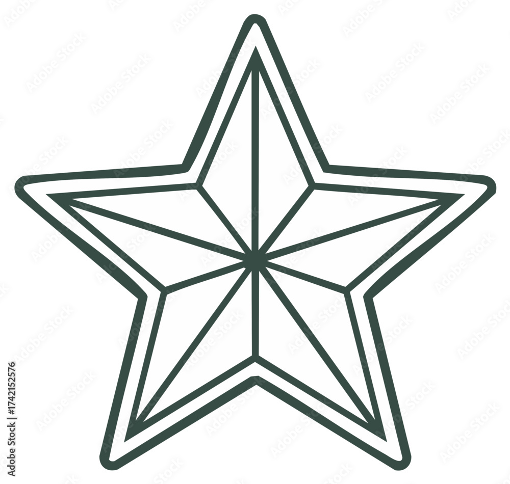 Obraz premium Olive Green Five Pointed Star Outline Decorative Symbol Geometric Design