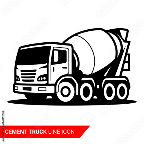 Qualityful cement truck line icon
