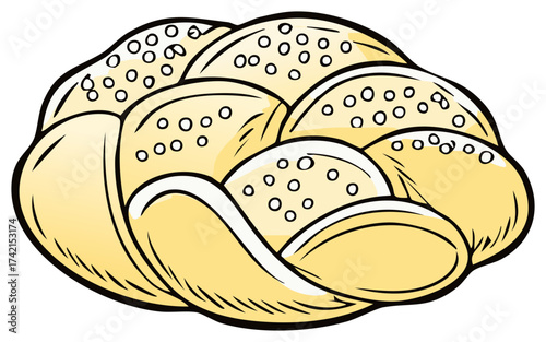 Golden braided loaf of traditional bread a delectable baked good illustration for food concepts