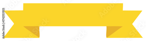 Bright yellow flat design ribbon banner graphic element empty space for text message