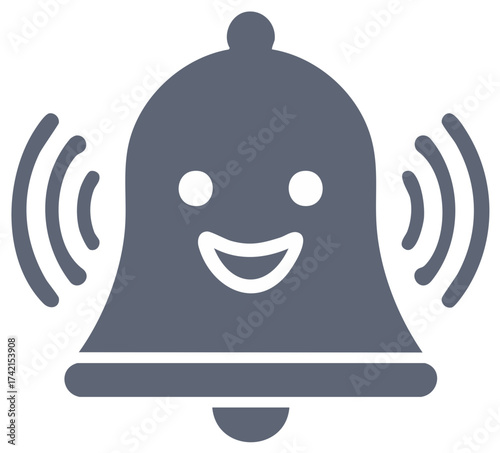 Smiling Bell Ringing Notification Alert Icon Sounding