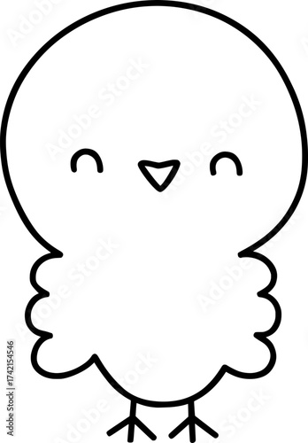 Cute bird outline cartoon illustration