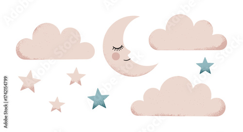 Sweet dreams and starry nights with our adorable moon and cloud wall decals.