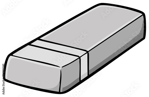 Simple gray rubber eraser illustration, a school or office supply for correcting mistakes.