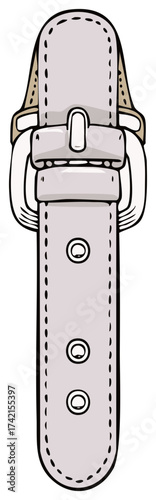 Illustrated Fashion Belt with Buckle and Eyelets in Light Gray and White Accessory Element Design