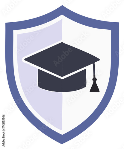 Academic protection concept design featuring a shield shape with a graduation cap for education security.