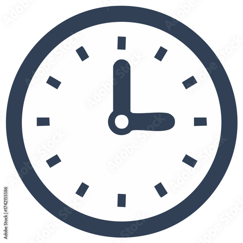Clock face icon illustration showing a time of 3 o'clock, time management concept