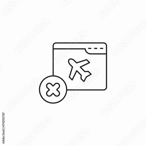 cancel flight booking icon sign vector