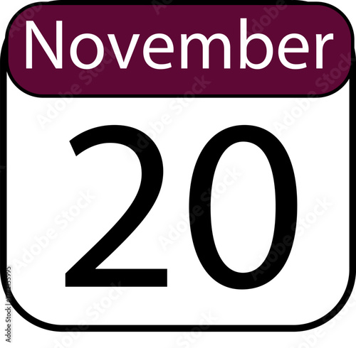 Mark your calendar for November twentieth, a simple yet essential graphic for planning and reminders, perfect for any project needing date emphasis.
