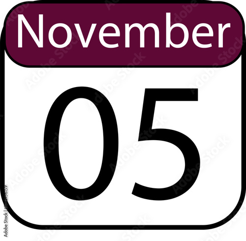 Crisp November 5th calendar icon perfect for digital planning, event reminders, and seasonal promotions creating timely engagement.