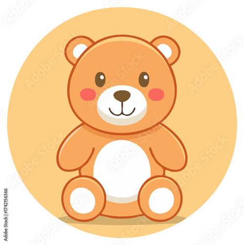 Cute smiling teddy bear cartoon illustration Kawaii stuffed animal character for children