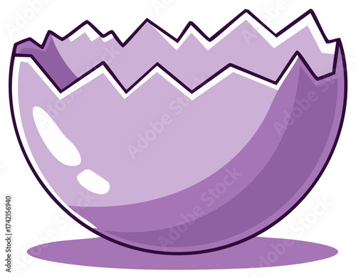 Cracked Purple Egg Shell Illustration Isolated Easter Decorative Element