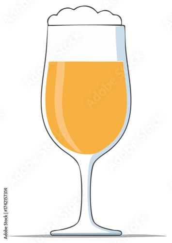 Cartoon illustration of a pint of beer in a glass