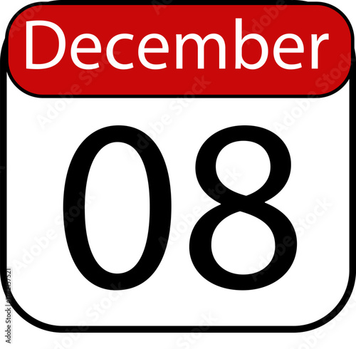 Mark your calendar for December 8th with this bold, clear date reminder graphic, perfect for event planning and promotions.