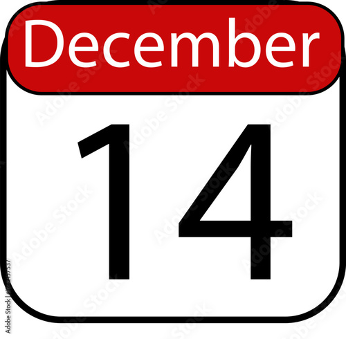 Bold December 14th calendar date graphic symbolizing important events, holidays, or deadlines with clear visual appeal