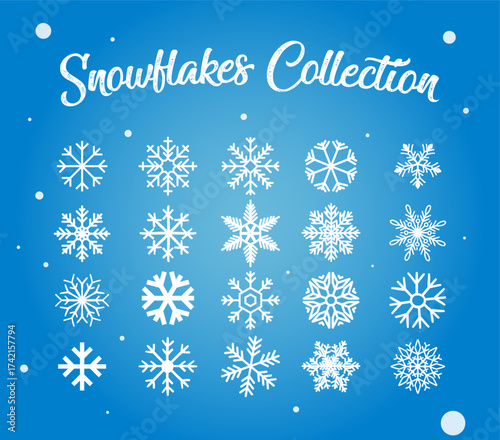 Gorgeous snowflakes collection for winter designs and holiday projects, use these festive elements to create your own unique cards and decorations now