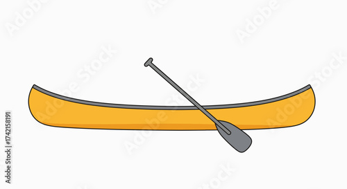Vibrant Yellow Canoe with Paddle Isolated on White - Classic Watercraft for Outdoor Adventures & Recreation