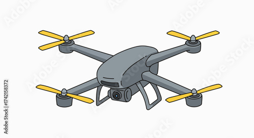 Sleek Quadcopter Drone with Integrated Camera Illustration