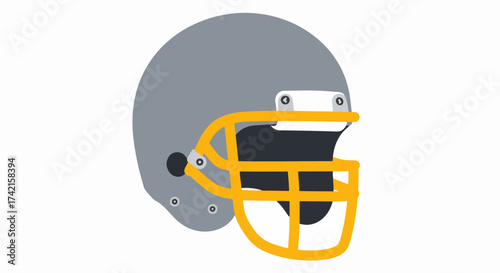 Sleek American Football Helmet Illustration: Grey & Yellow Gridiron Gear