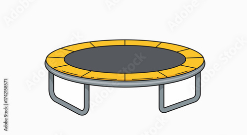 Yellow Trim Trampoline Illustration for Energetic Backyard Play & Outdoor Fun